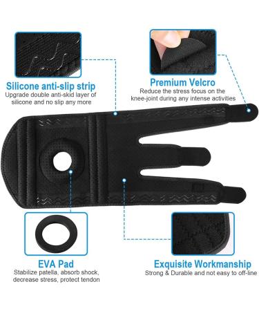 AVIDDA Adjustable Knee Support with Open-Patella Design - Black (XS-M) | 1 Pair - For Joint Pain, Sports Injury Rehabilitation - 3 Straps for Knee Circumference 12.5 to 18.5 - Buy Online on GoSupps.com