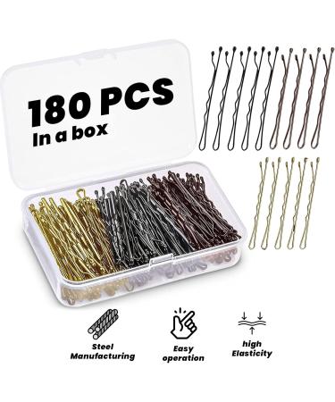 180 Piece Bobby Pins Hair Clips Hair Grips in Black, Blonde, and Brown with Storage Box - Women's Girls Hair Styling Accessories - Buy Online on GoSupps.com