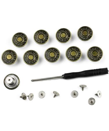 Instant Jeans Buttons Replacement Set | No Sew | 17MM Metallic | With Tool - Buy Online on GoSupps.com