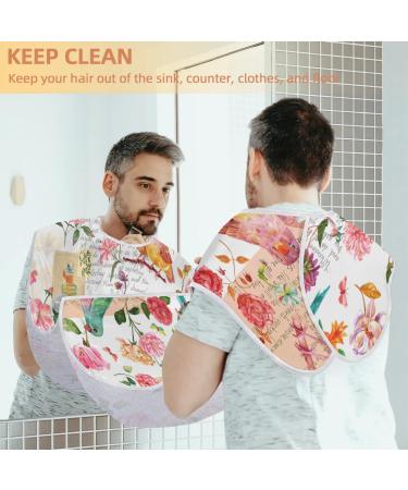 Retro Flower Bird Beard Bib Apron | Waterproof Hair Catcher for Men | Ideal Grooming Gift with Suction Cups - Buy Online on GoSupps.com