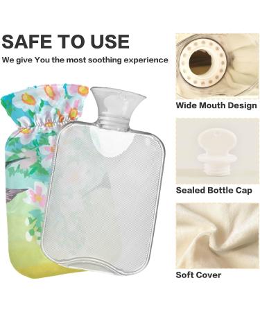 Bright Birds Flowers Hot Water Bottle 2L - Large Cover for Cramp & Pain Relief | International Shipping Available - Buy Online on GoSupps.com