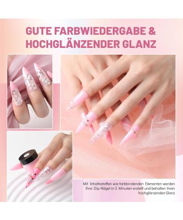 Aokitec 15-Piece Dipping Powder Nails Set - Pink Colors | Beginner-Friendly French Nail Kit | Perfect Gift for Women - Buy Online on GoSupps.com