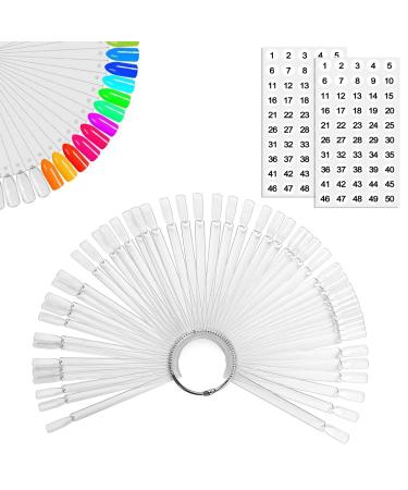50 PCS Transparent Nail Swatches Sticks TEOYALL Fan-shaped Nail Polish Display Board Nail Art Tips Practice Sticks (50pcs)