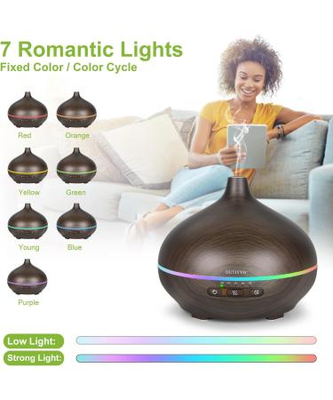 Gutiyyo 600ml Aroma Diffuser | Essential Oil Diffuser with 5x10ml Oils 7-Color LED Humidifier & Auto Shut Off - Buy Online on GoSupps.com