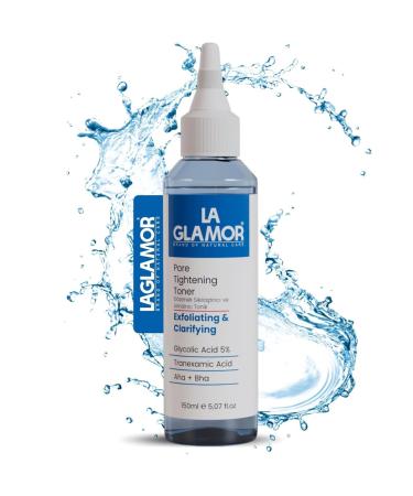 LAGLAMOR Face Toner for Pore Cleansing - with Glycolic Acid Exfoliation -Clarification Against Blackheads - Pimples and Blemished Skin Reduce Pores Balancing pH Value of The Skin - 150 ml