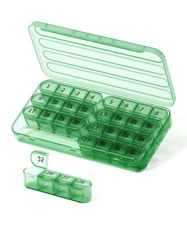Monthly Pill Organizer 1 Times a Day 30 Day Pill Box One Month Pill Case Once a Day 31 Day Pill Holder Medicine Organizer for Vitamin Green