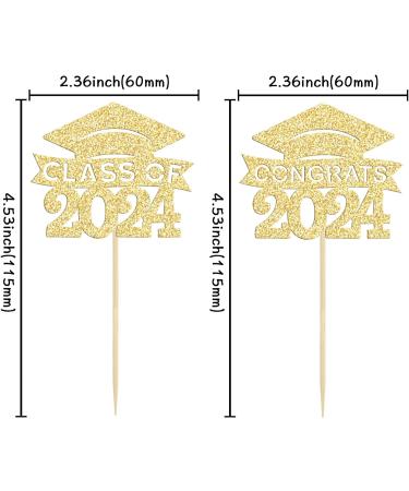 36Pcs 2024 Graduation Cap Cupcake Toppers Glitter Class of 2024 Cupcake Grad Cap Picks Decorations for 2024 Graduation Theme Party Supplies Gold Gold-1 - Buy Online on GoSupps.com