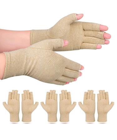 ZEPOHCK Arthritis Compressions Gloves Relieve Pain for Rheumatoid RSI Khaki Large (Pack of 1)