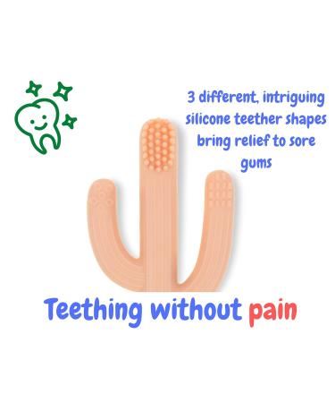 Children's Toothbrush & Cooling Teething Toy | Baby Silicone Cactus Bite Ring - Large Pink Teether for First Teeth - Buy Online on GoSupps.com