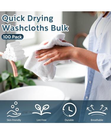 Newwiee 100 Pcs Microfiber Towels - Absorbent & Quick Drying 12 x 12 Inch Washcloths - Soft Coral Velvet Bath Cloths - Bulk White Face Towels for Bath Spa - Ideal for Facial & Fingertip Use - Buy Online on GoSupps.com
