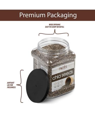 Roots Circle Non-GMO Chia Seeds - Raw Superfood for Vegan & Keto Diets - Omega 3 & Protein Boost for Salad, Smoothie, Oatmeal - 21oz Airtight Jar - Buy Online on GoSupps.com