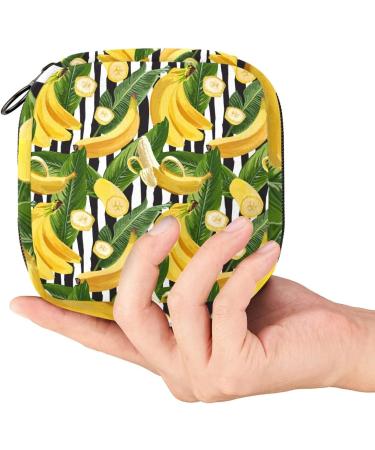 Banana Palm Leaf Stripe Sanitary Napkin Storage Bag Menstrual Pad Bag Portable Menstrual Cup Pouch with Zipper for Teen Girls Women Ladies Color 9 - Buy Online on GoSupps.com