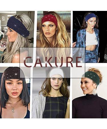 Cakure Crystal Rhinestone Headbands Pack of 3 - Wide Bling Turban Head Wraps for Women and Girls - Elastic Twist Scarf for Sports and Fashion - Type A - Buy Online on GoSupps.com