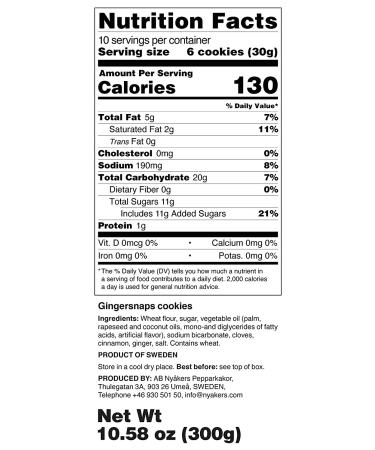 Swedish Original Ginger Snaps Cookies - Dairy-Free Crackers - 300g - Buy Online on GoSupps.com