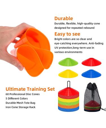 60 Pack Agility Soccer Cones with Carry Bag - Training Cones Set for Football, Basketball, and Sports Drills - Buy Online on GoSupps.com