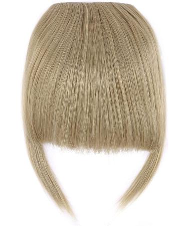Clip In Bangs Hair Extensions - Ash Blonde Front Full Neat Bangs Fringe - Thick Straight Hairpiece for Women - Buy Online on GoSupps.com
