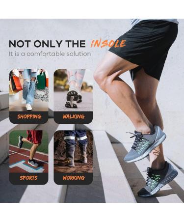 Plantar Fasciitis Relief Insoles - Arch Support Gel Inserts for Men & Women | Athletic Orthotic Shoe Insert (Trim to Fit) - Black & Orange - Buy Online on GoSupps.com