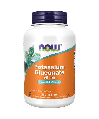 Now Foods Potassium Gluconate 99mg 250 Vegan Tablets Lab Tested Gluten Free Soy Free Vegetarian