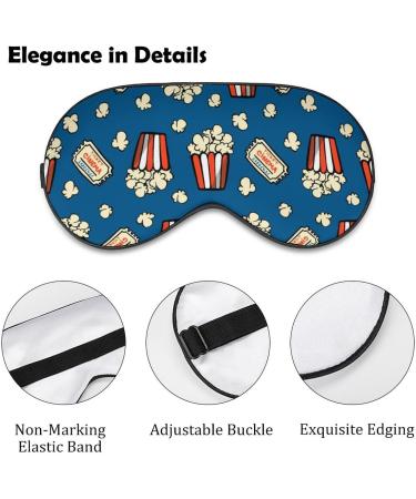 Popcorn and Movie Tickets Sleep Mask - Adjustable Strap Blindfold for Men & Women - Blocks Light for Night Travel Nap - Buy Online on GoSupps.com