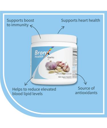 BRONX Garlic Pills 1200mg Per Serving | 300 Capsules | Helps Maintain Cardiovascular Health | Bulk Supplement - Buy Online on GoSupps.com