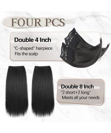 LNERATO 4 PCS Synthetic Hair Toppers for Women - Invisible Clips, Thinning Hair Solution - Black (1B) - Double 4 inch and Double 8 inch - Hair Volume Enhancer - Buy Online on GoSupps.com