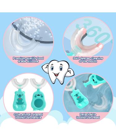 2 PCS U Shaped Silicone Kids Toothbrushes for All-Round Cleaning - BPA Free Duck and Bear Design (Ages 7-12) - Buy Online on GoSupps.com