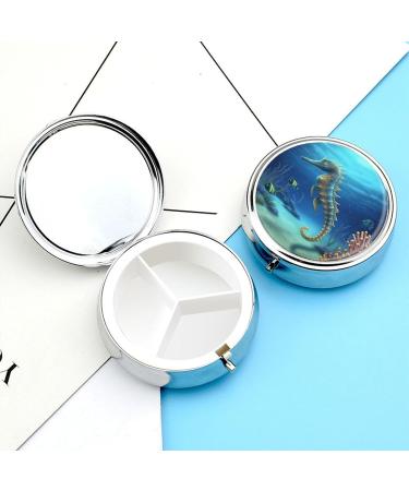 Portable 3 Compartment Pill Box with Seahorse Design - Travel-Friendly Medicine Organizer for Purse & Pocket - Buy Online on GoSupps.com