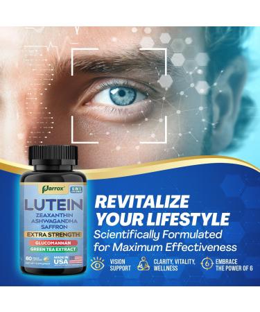 Lutein Supplement with Zeaxanthin Ashwagandha Saffron Green Tea Extract Glucomannan Eye Vitamins for Adults Vision Health Supplement Plant-Based Formula for Daily Support (60 Caps) 60 Count (Pack of 1) - Buy Online on GoSupps.com