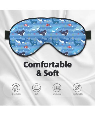 Blue Fish Print Sleep Eye Mask - Soft Blindfold with Elastic Strap for Travel & Night Sleeping - Buy Online on GoSupps.com