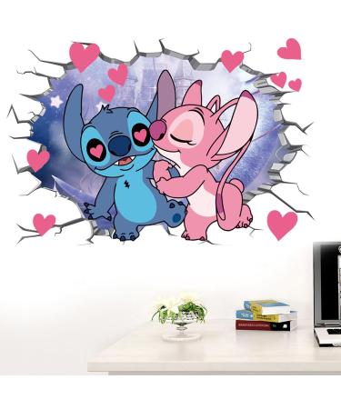3D Stitch Wall Stickers Wall Sticker Cartoon Pink Kids Stitch Wall Decals Peel and Stickers for Walls Bedroom Living Room Home D cor(15.7X23.7) Inch W01
