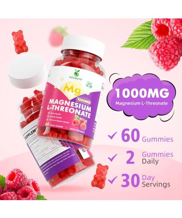 Magnesium Threonate Gummies for Kids & Adults Magnesium L-Threonate 1000mg Magnesium Threonate Supplement Supports Muscle & Nervous Health Raspberry Flavor 60 Count Raspberry 60 Count (Pack of 1) - Buy Online on GoSupps.com