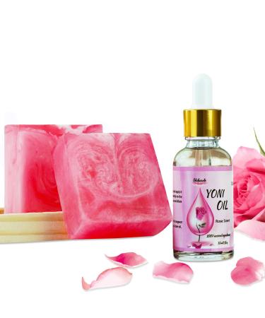 Yoni Soap Bars and Natural Yoni Oil Set Natural Yoni Oil Vaginal Wash for Women Feminine Wash Vaginial Deodorants pH Balance Eliminates Odor Feminine Oil 1 fl.oz 2 Pcs Vaginal Care Soap 3.53 oz