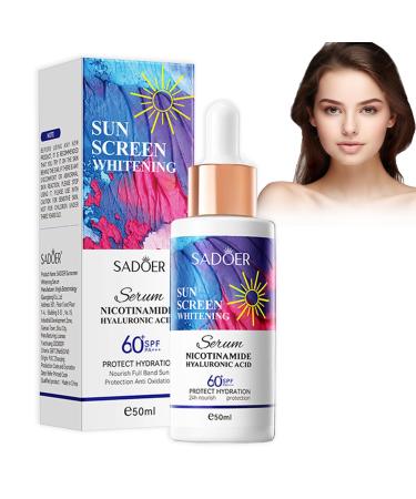 Face Serum SPF 60+ Invisible Daily SPF Facial Serum with Hyaluronic Acid Serum & Niacinamide Serum Face Sunscreen Lightweight & Long-lasting 24h Face Serum for Women Moisturizing Sun Protection