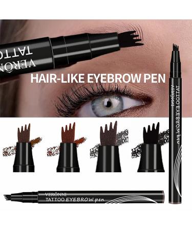 Anjoize 4-Tip Microblade Brow Pen - Long-Lasting Dark Brown Eyebrow Pencil - Buy Online on GoSupps.com