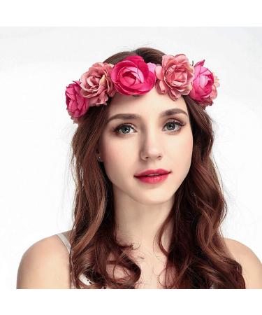 Prosperity Flower Crown & Headband Set - Bohemian Floral Wreath for Brides & Girls - Adjustable Hair Accessories for Weddings - 2 Pieces - Buy Online on GoSupps.com