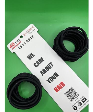 Zulfaye 40Pcs Black Hair Ties for Thick Hair - NonSlip Elastic Bands for Women - No Damage Ponytail Holders - Snag-Free Hair Elastics - Buy Online on GoSupps.com