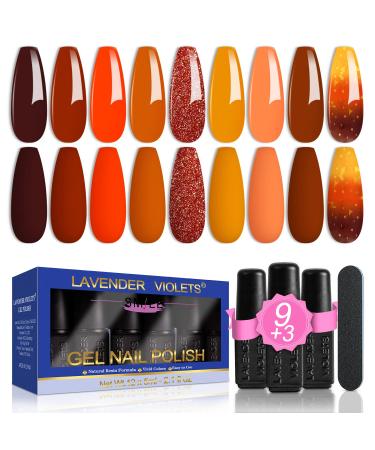 Lavender Violets 13 Pcs Gel Nail Polish Trendy Explosive Flash Temperature Colour Changing Gifts For Women UV LED Soak Off With Base Coat Matte n No Wipe Top Coat Nail File Manicure Starter Kit C683 Twilight forest-683
