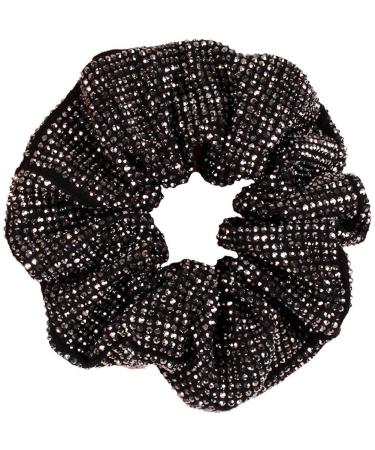 Rhinestone Hair Scrunchies - Sparkly Elastic Ponytail Holders for Elegant Hair Accessories for Women and Girls black