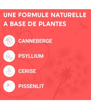 URINARY COMFORT FORMULA | Cranberry Psyllium Cherry Dandelion | Food Supplement | Comfort Drainage Regulation | 60 Capsules | Made in France - Buy Online on GoSupps.com