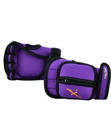 MaxxMMA Adjustable Weighted Gloves, 2 lb. Set - Removable Weight (2 x 0.5 lb. Each Glove) for Sculpting MMA Kickboxing Cardio Aerobics Hand Speed Coordination Shoulder Strength Purple