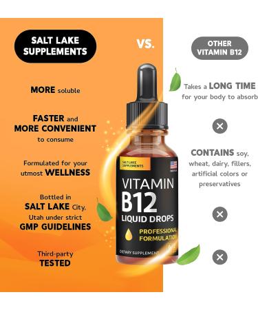 Vegan Vitamin B12 Liquid Drops - Fast-Acting Methylcobalamin Complex - Sublingual B Complex with B2 B3 B6 - Non-GMO Raspberry Flavor - 2 fl. oz - Buy Online on GoSupps.com