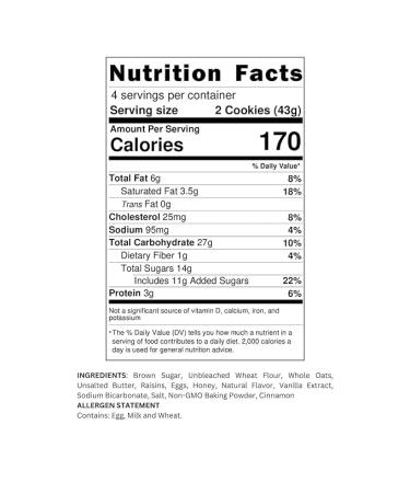 Eve's Bakery Soft Baked Cookies Non-GMO Snacks All-Natural Ingredients 4 packs of 2 cookies Portion Wrapped for Maximum Freshness Oatmeal Raisin - Buy Online on GoSupps.com