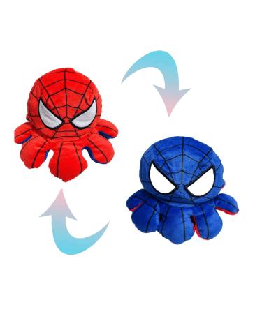 XEANCO Octopus Plushie Reversible Spiderman toys Octopus Plush Soft Stuffed Octopus Plush for Girls Boys Kids Friends Emotion Octopus Perfect for Playing & Expressing Mood (Spiderman Plush) Red Blue