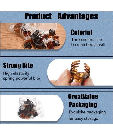 Mini Hair Claw Clips for Girls - 36 pcs Durable Small Jaw Clamps in Transparent Box - Ideal Plastic Tiny Clips for Kids Hairstyles (Black, Brown, Clear) - Buy Online on GoSupps.com