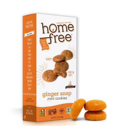 Homefree Mini Ginger Snap Cookies, Gluten Free, Nut Free, Vegan, School Safe and Allergy Friendly Snack, 5 oz. (Pack of 1) Ginger Snaps 5 Ounce (Pack of 1)