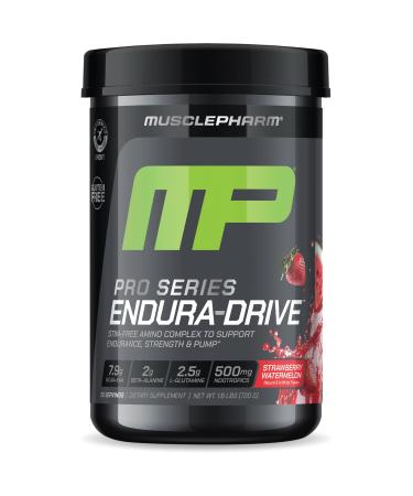 MusclePharm Pro Series ENDURA-DRIVE Pro-Grade Amino Acids Complex with Nootropics | Stim Free Intra Workout & Pre Workout Powder for Endurance & Recovery | Strawberry Watermelon 1.6 lbs. 30 Servings