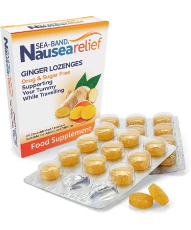 Sea-Band Nausea Relief Sugar Free for Motion and Travel Sickness - Ginger Lozenges - 24 Gummies - Buy Online on GoSupps.com
