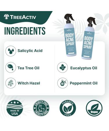 TreeActiv Body & Back Acne Treatment - 2% Salicylic Acid Spray for Cystic Acne Relief | Effective Bacne Spray for Teens & Adults (8 fl oz - Buy Online on GoSupps.com
