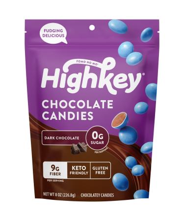 HighKey Sugar Free Dark Chocolate Pearls - 8oz Keto Candy Low Carb Snack No Sugar Candy Coated Healthy Chocolates Diabetic Snacks Zero Carbs Dessert Bites Sweet Treats Diet Friendly Food Cocoa Sweets