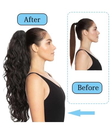 Luvbestaken 24 Inch Body Wave Drawstring Ponytail Extension in Natural Black 2 - Heat Resistant Synthetic Hairpiece for Women - Buy Online on GoSupps.com
